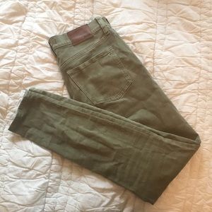 Madewell olive dyed high rise skinny jeans